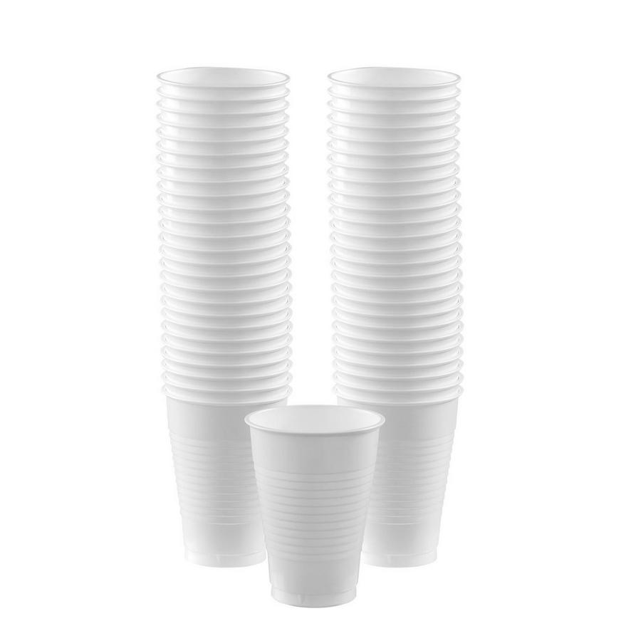 White Plastic Cups, 12oz, 50ct