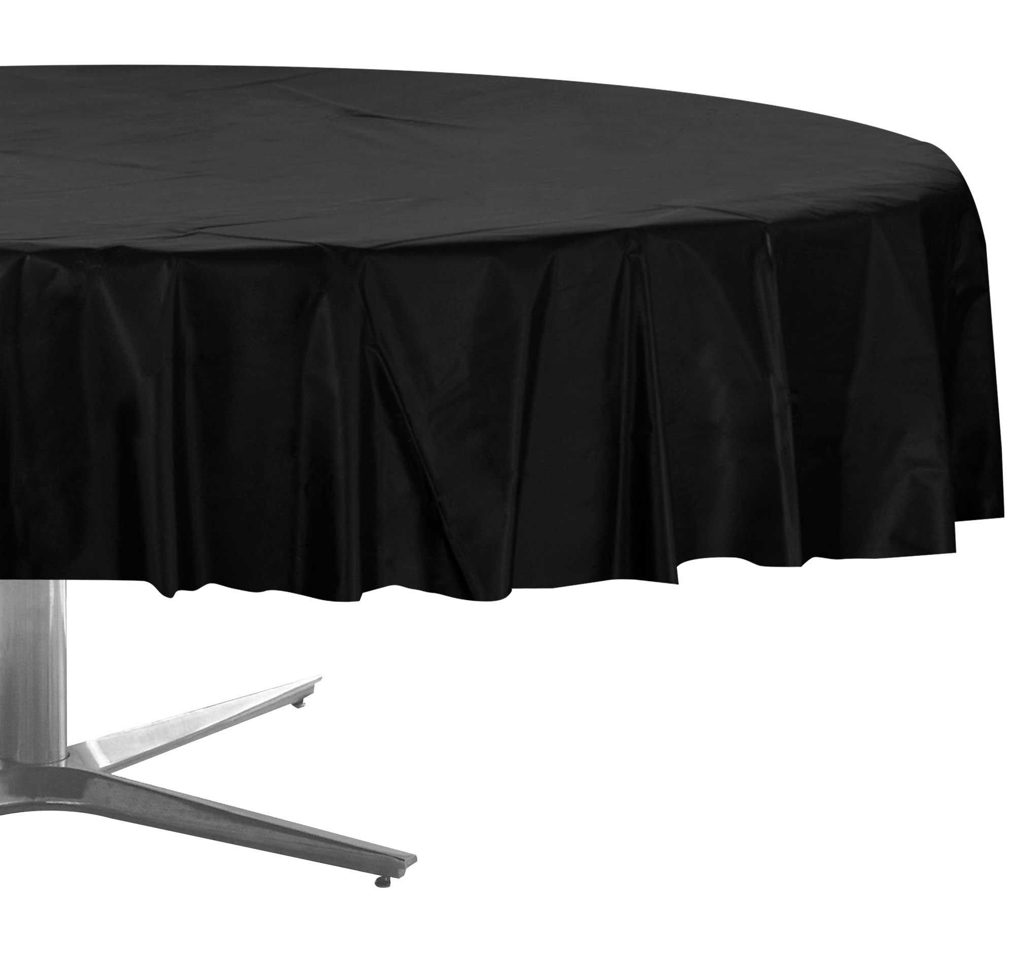Black Round Plastic Table Cover, 84in Party City
