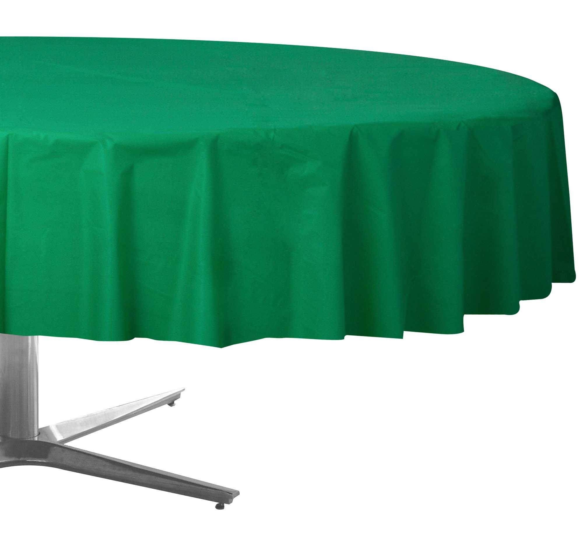 Festive Green Round Plastic Table Cover, 84in Party City