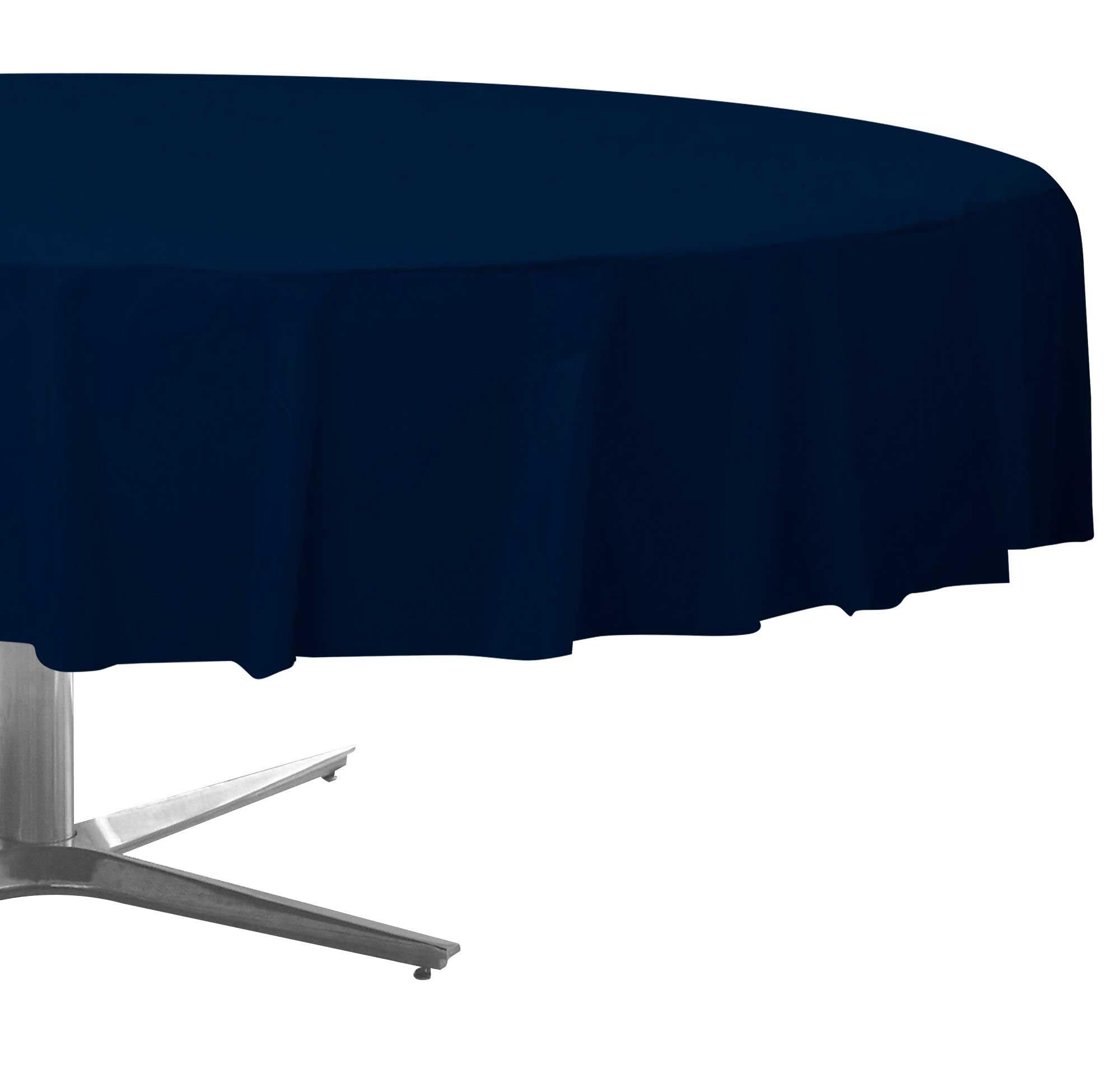 True Navy Round Plastic Table Cover, 84in Party City