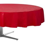 Red Round Plastic Table Cover, 84in