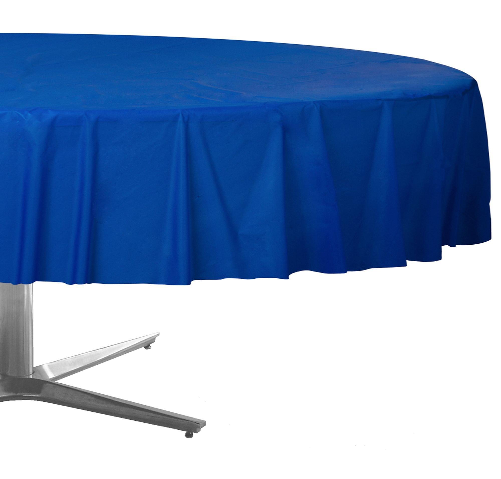 Royal Blue Round Plastic Table Cover, 84in Party City