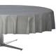 Silver Round Plastic Table Cover, 84in