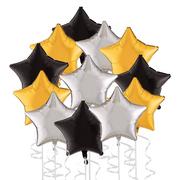 New Year's Star Foil Balloon Bouquet, 19in, 12pc