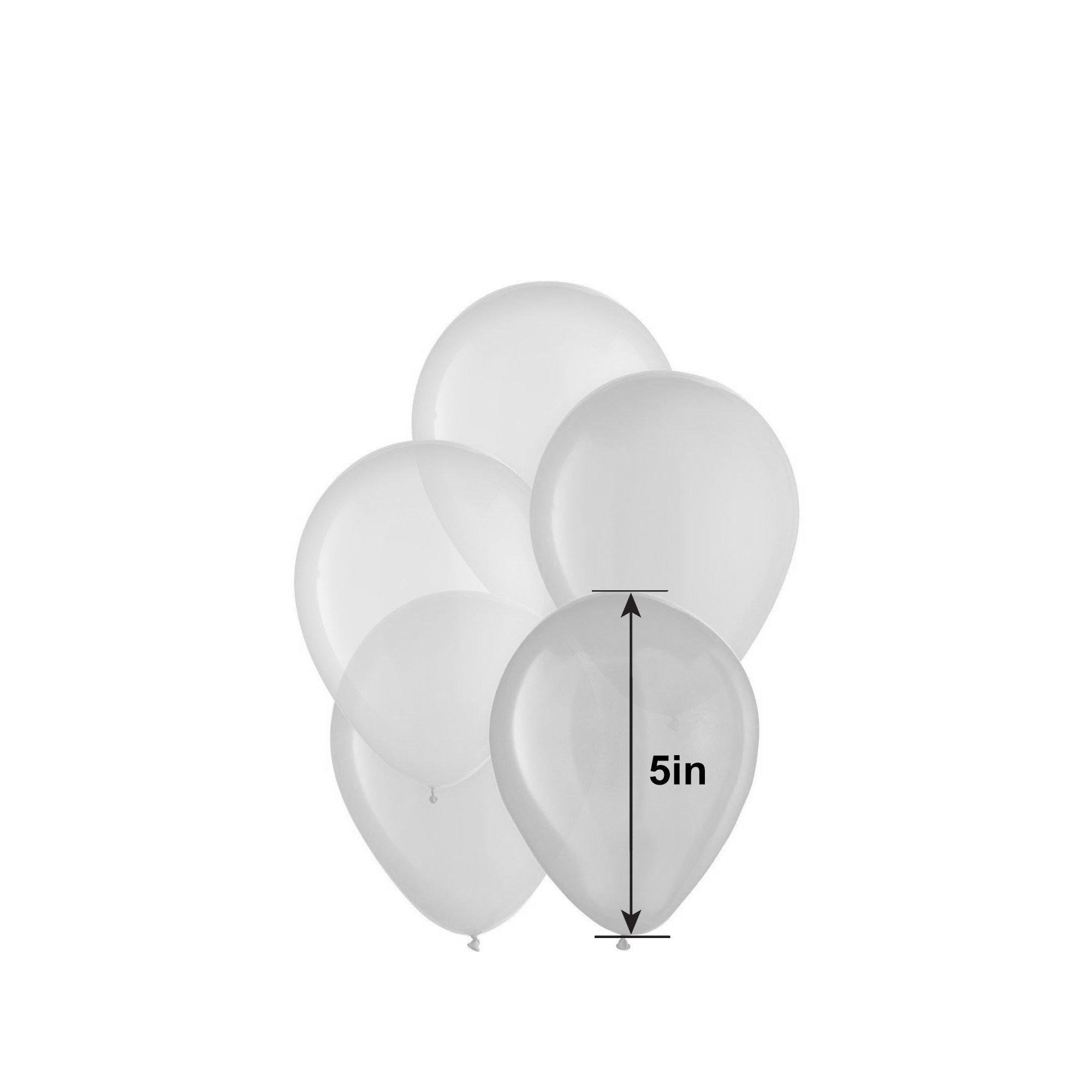 25ct, 5in, Platinum 3-Color Mix Mini Latex Balloons - Clear, Silver & White