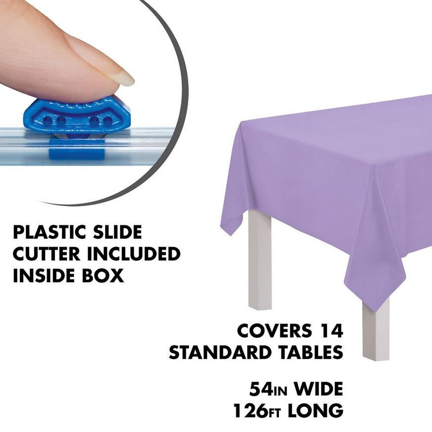 Lavender Plastic Table Cover Roll with Slide Cutter, 54in x 126ft
