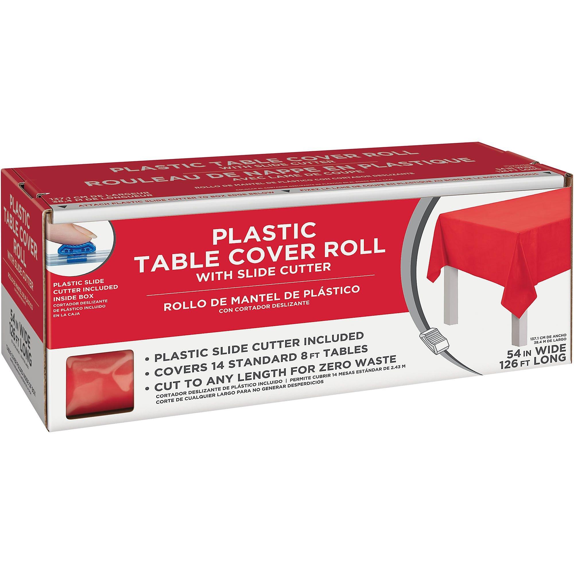 54 x 126' Boxed Plastic Table Roll - Apple Red