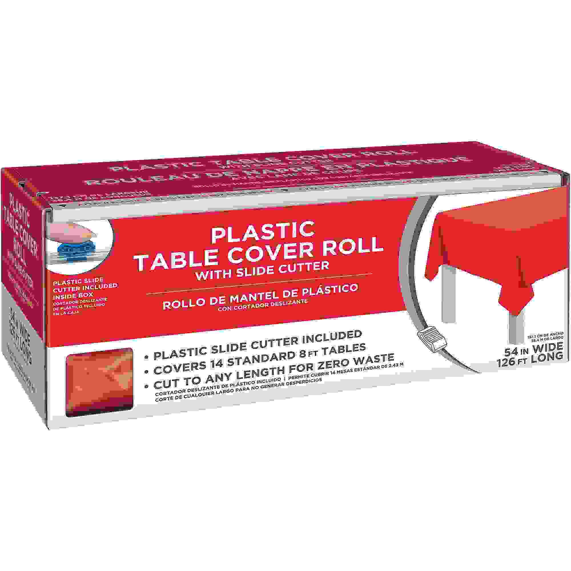 54 x 126' Boxed Plastic Table Roll - Apple Red