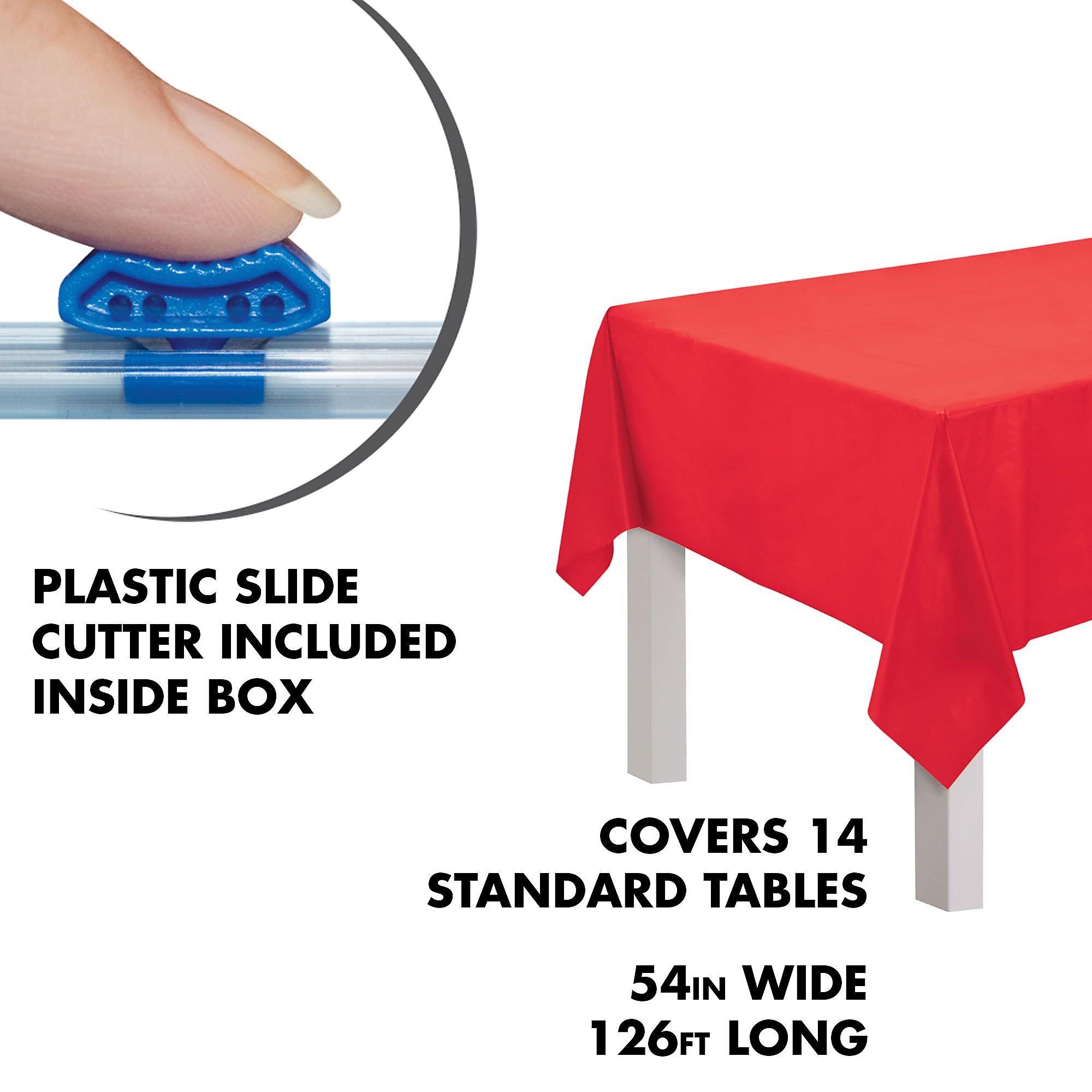 Red Plastic Table Cover Roll with Slide Cutter, 54in x 126ft Party City