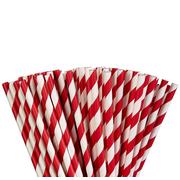 Red Striped Paper Straws, 7.75in, 50ct