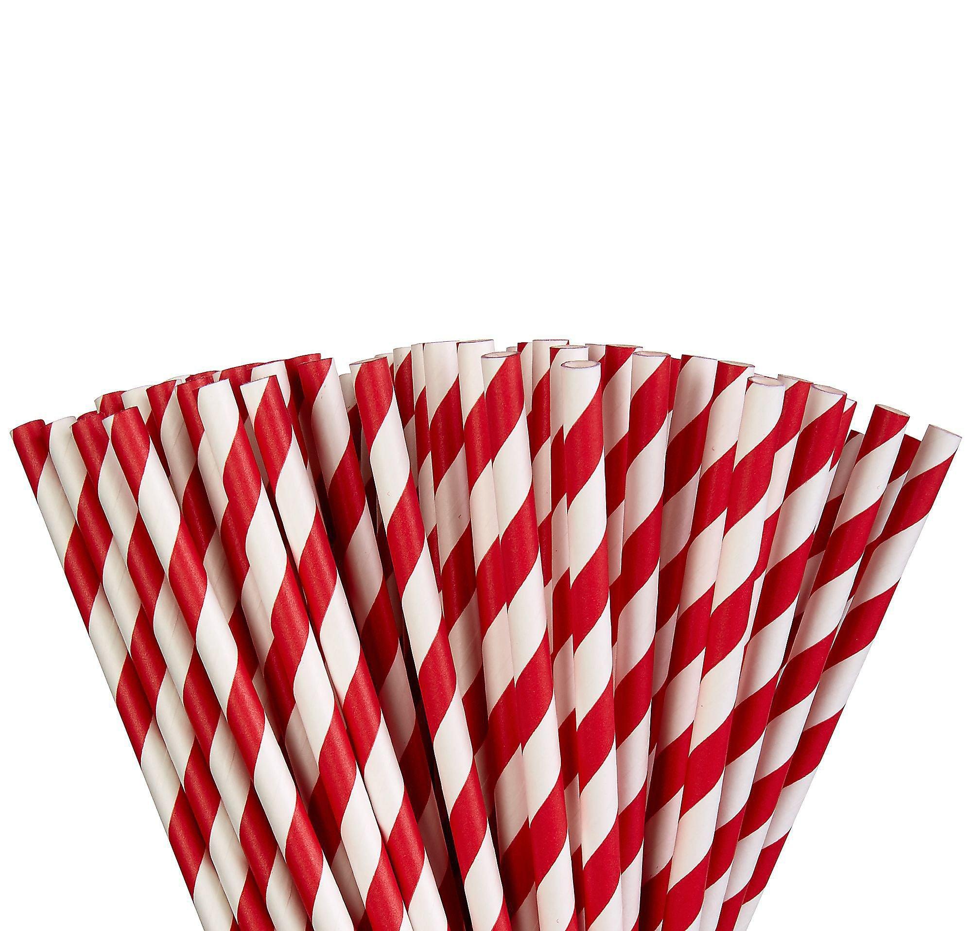 Red Striped Paper Straws - 50 Pkt NZ - Build A Birthday NZ
