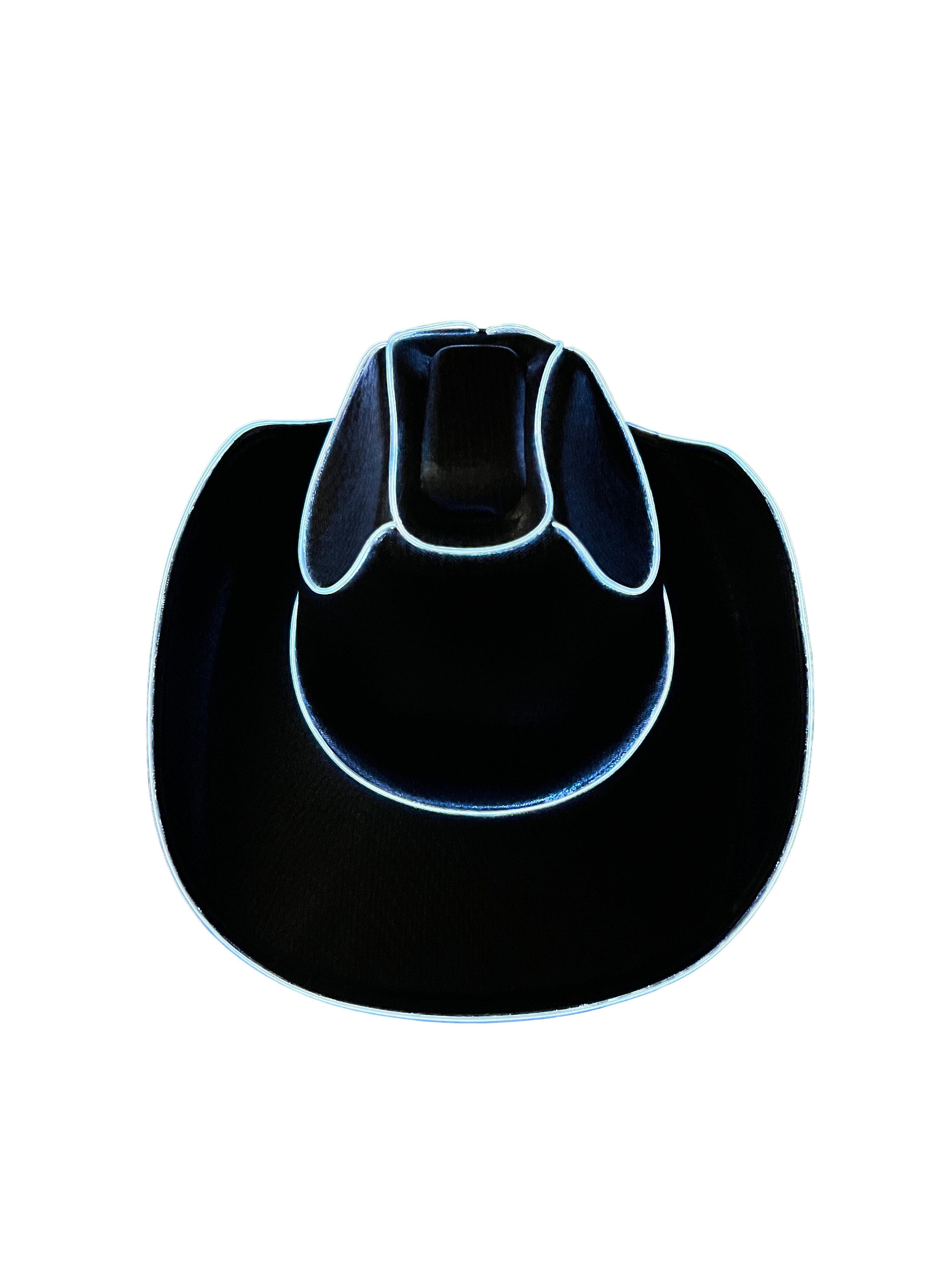 Light-Up Black Fabric Cowboy Hat