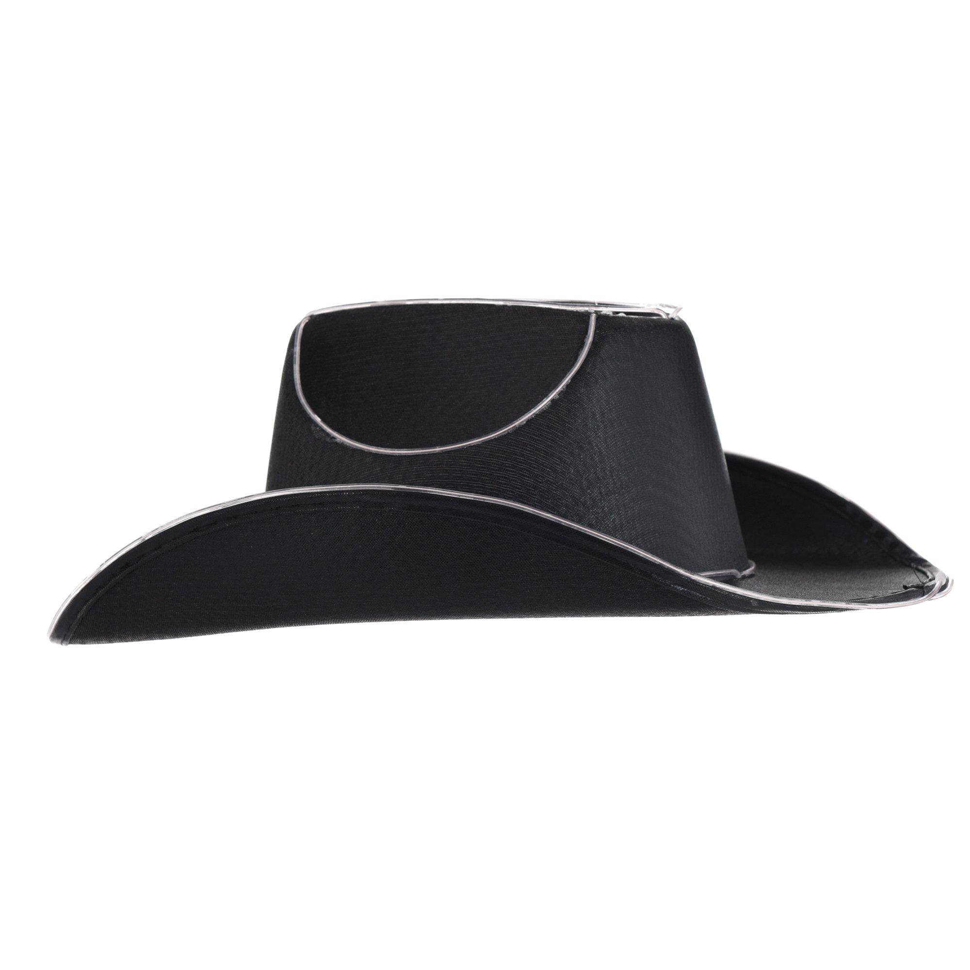 Light-Up Black Fabric Cowboy Hat