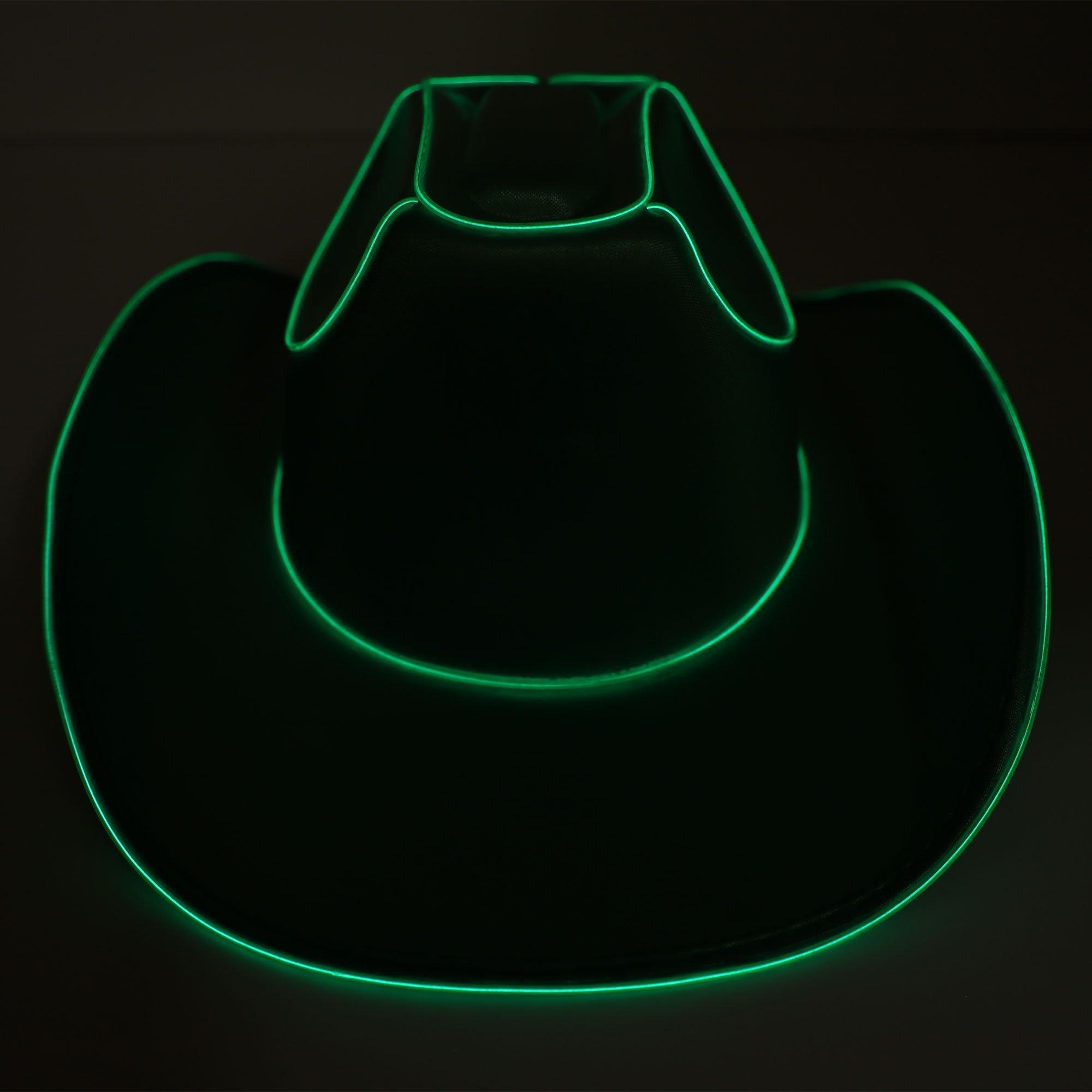 Light-Up Green Fabric Cowboy Hat