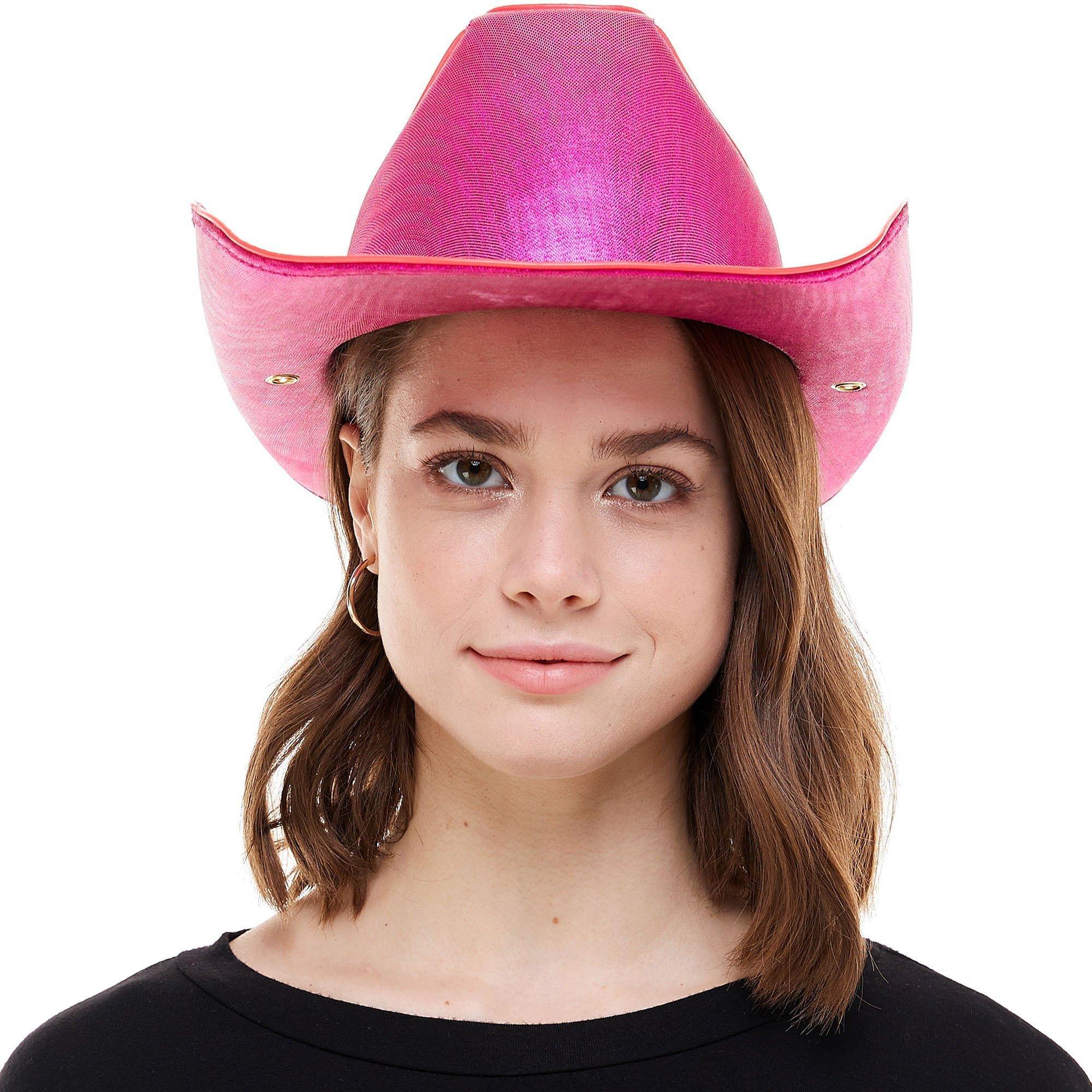 PartyCity Light-Up Neon Pink Fabric Cowboy Hat | The Market Place