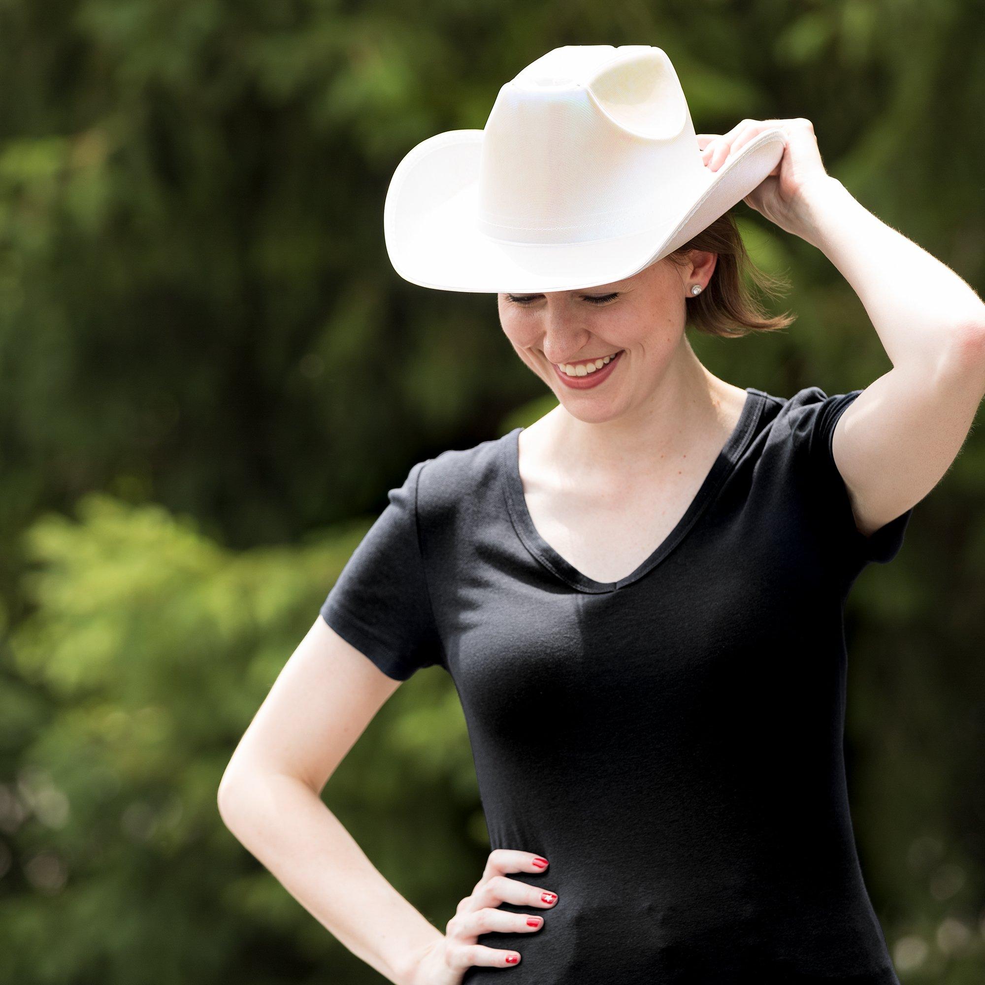 Light-Up White Fabric Cowboy Hat