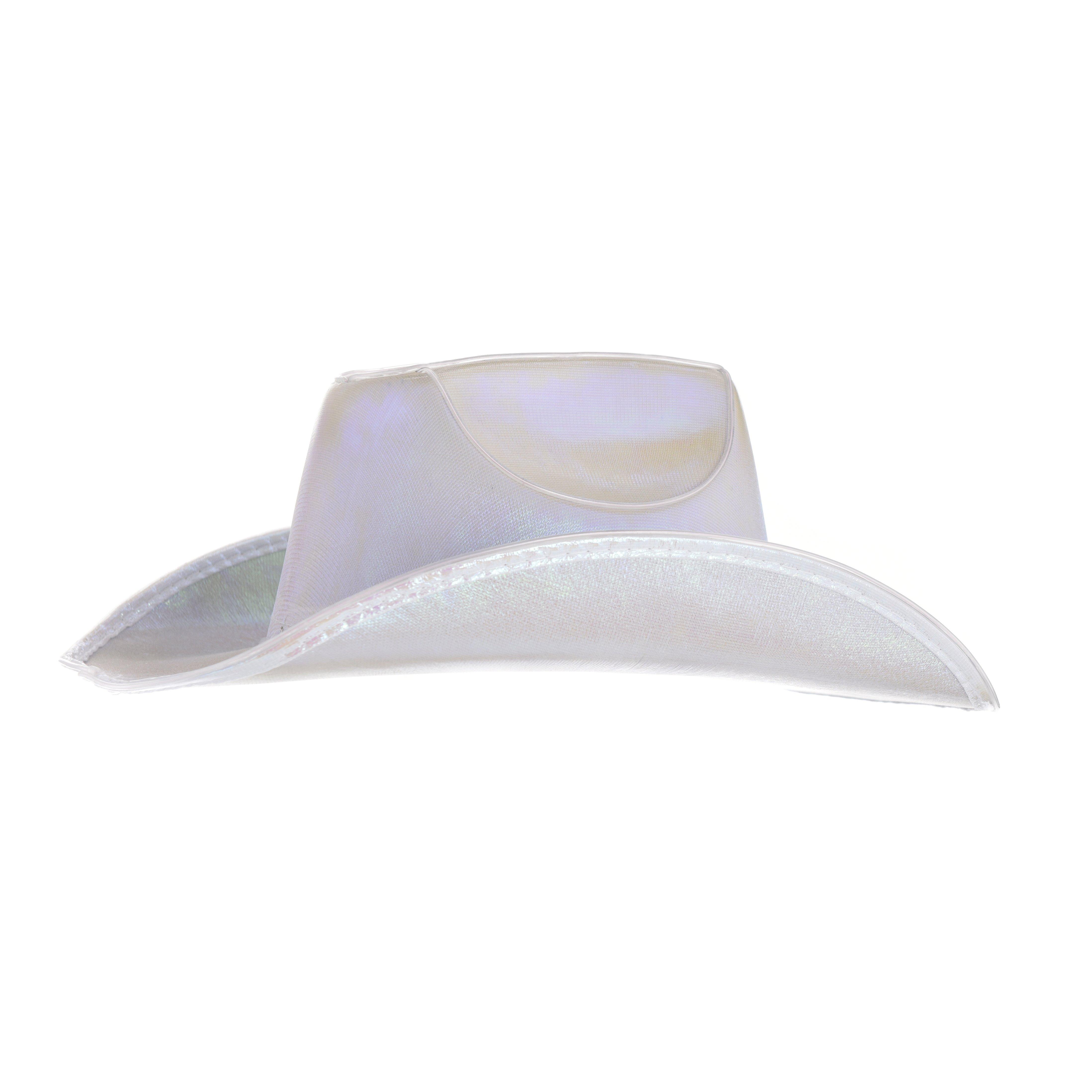 LightUp White Fabric Cowboy Hat Party City