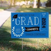 Custom Royal Blue Graduation Yard Sign