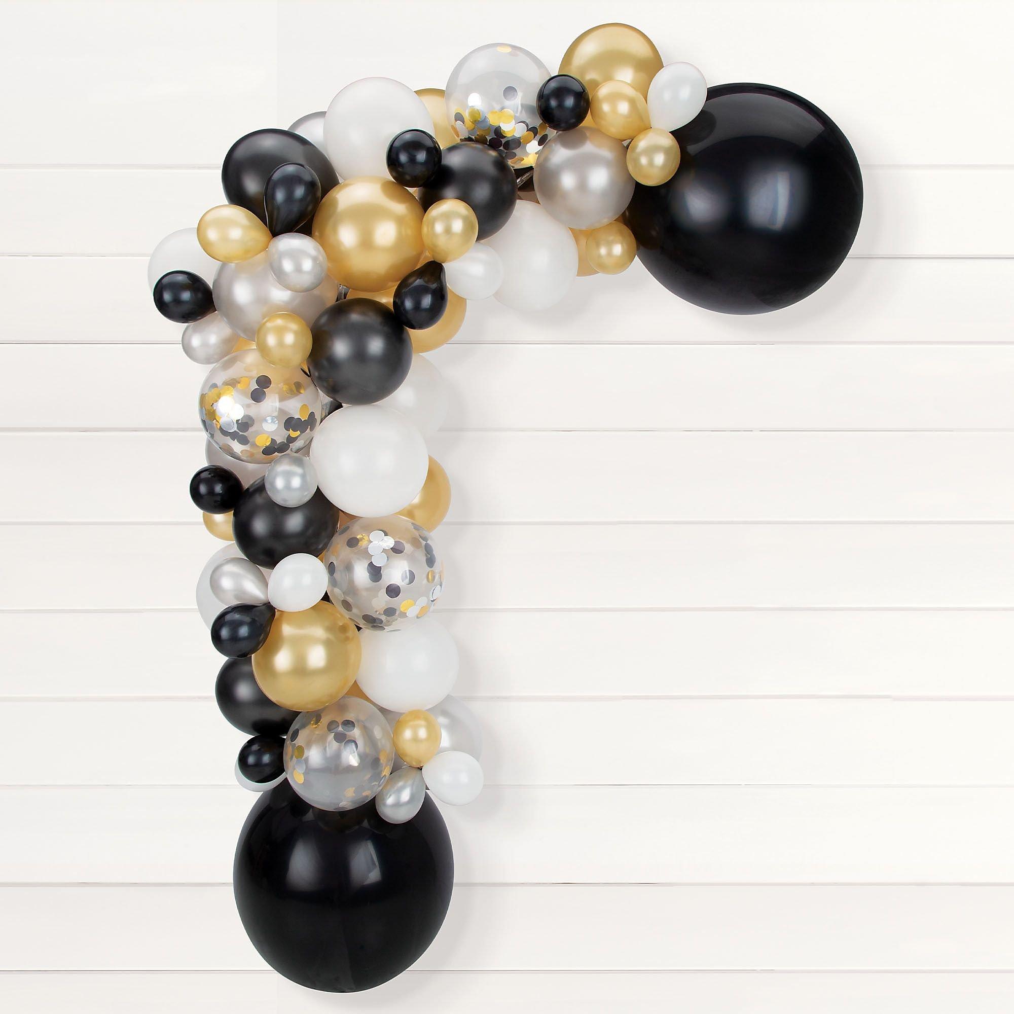 Black Gold White Balloons Garland Kit Birthday Anniversary Party Decoration  Kids