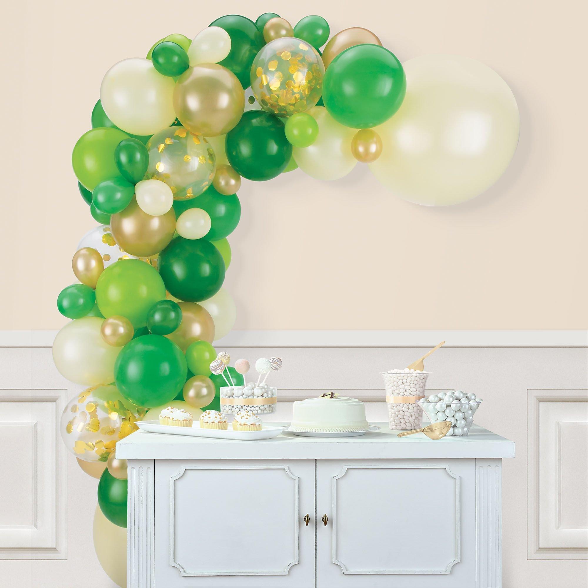 AirFilled Natural Balloon Garland Kit Greens, Gold & White Party City
