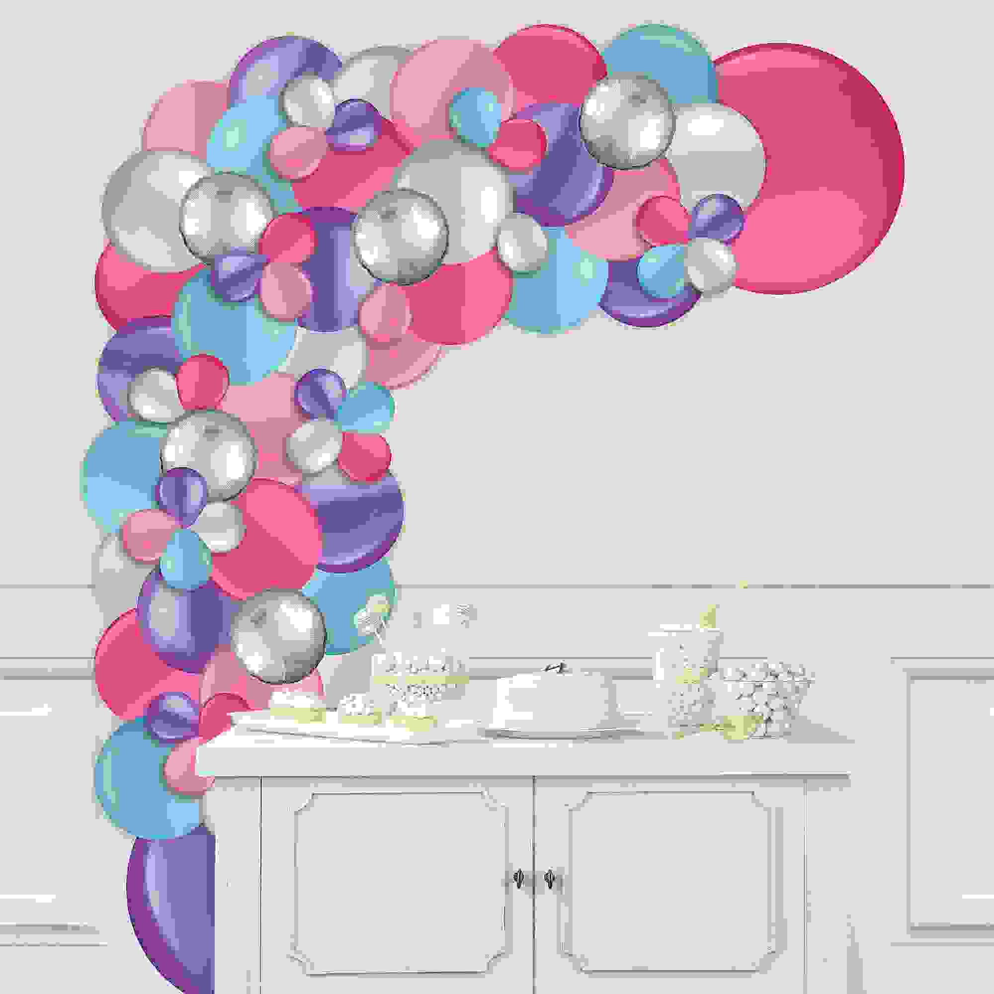 Jewel Tone Foil & Latex Balloon Garland Kit - Blue, Magenta, Pink