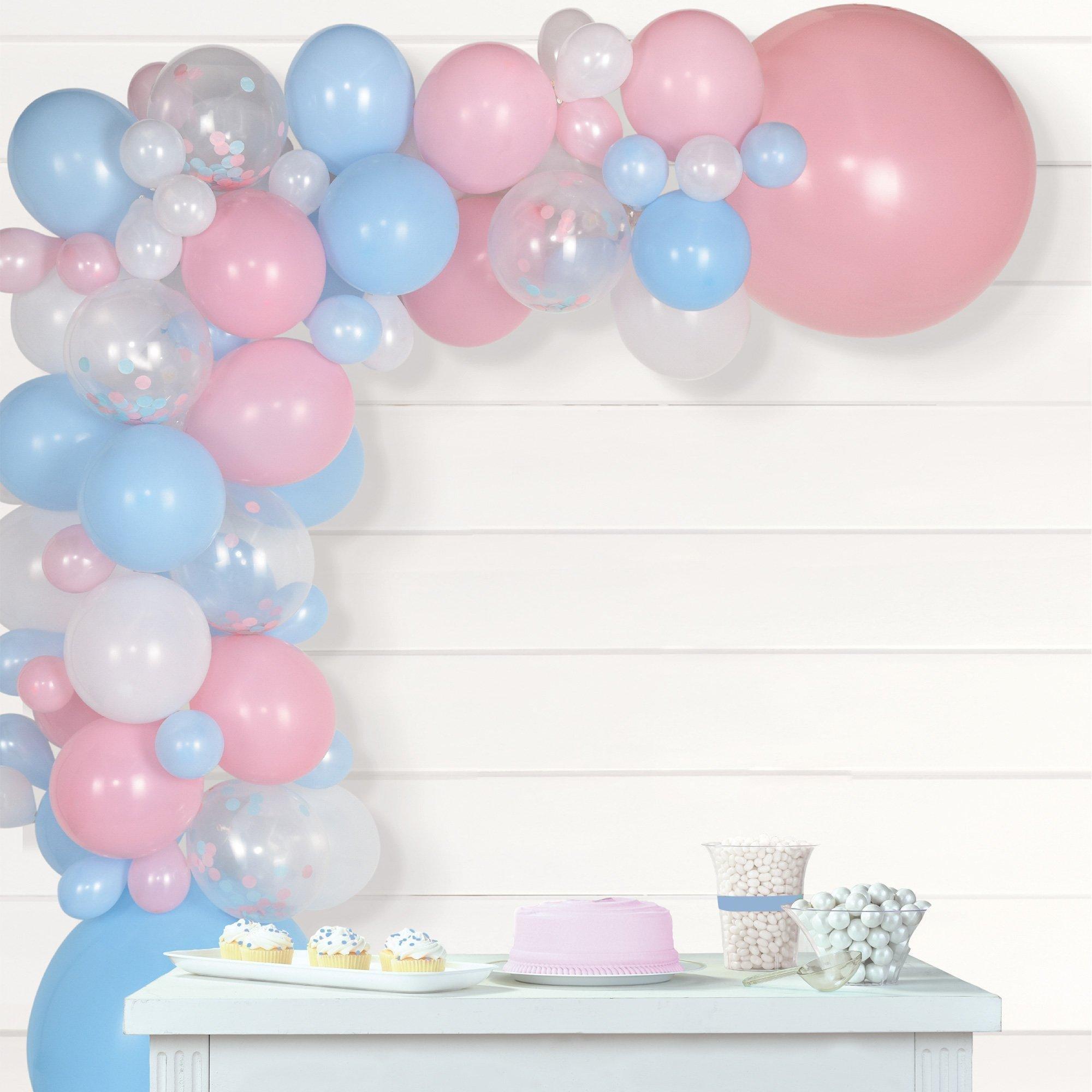 Gender Reveal Latex Balloon Garland Kit - Blue, Pink & White