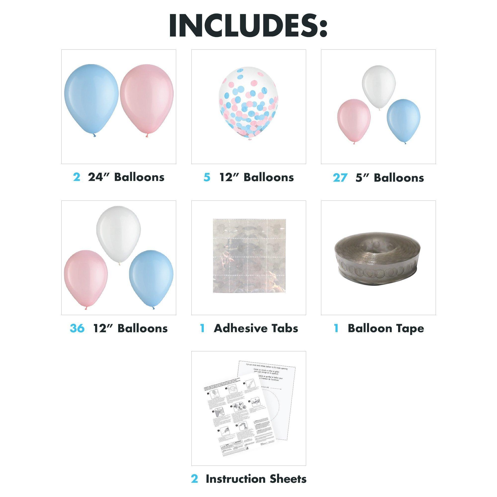 Gender Reveal Latex Balloon Garland Kit - Blue, Pink & White