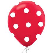 1ct, 12in, Red Polka Dot Latex Balloon