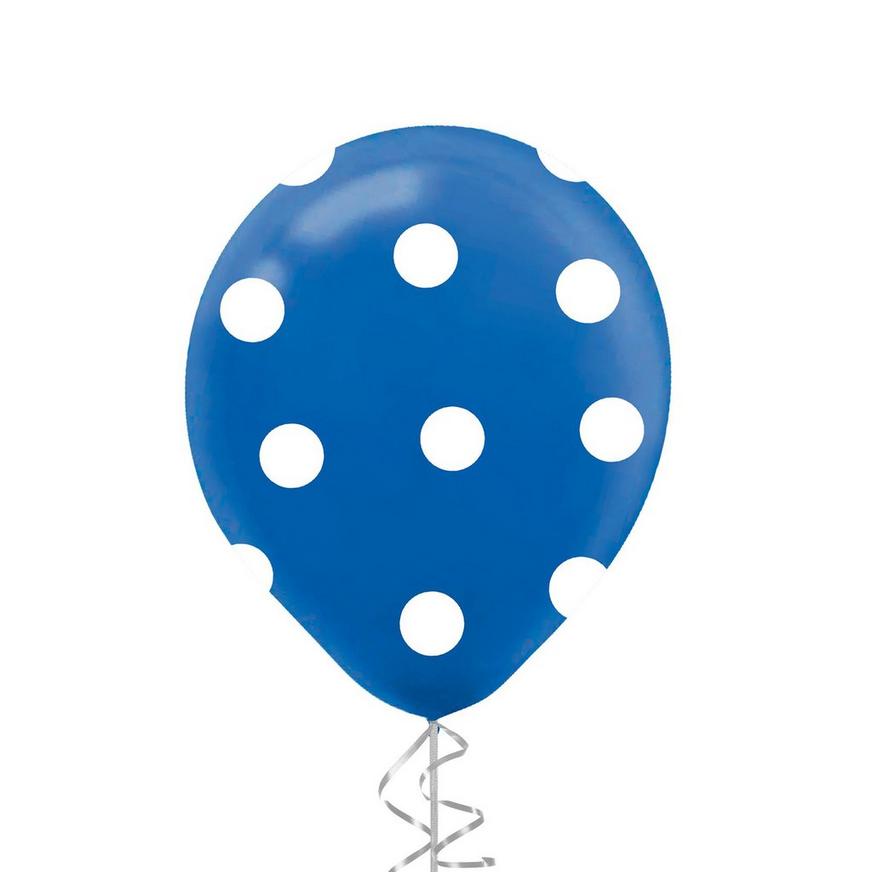 1ct, 12in, Royal Blue Polka Dot Latex Balloon