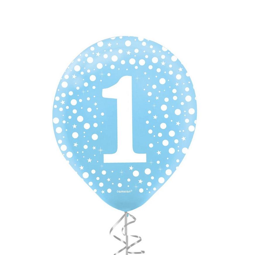 1ct, 12in, 1st Birthday Dots & Stars Latex Balloon