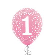 1ct, 12in, 1st Birthday Dots & Stars Latex Balloon