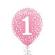 1ct, 12in, Pink Dots & Stars Latex Balloon