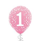 1ct, 12in, Pink Dots & Stars Latex Balloon