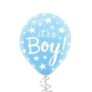 1ct, 12in, Blue It's A Boy Star Gender Reveal Latex Balloon