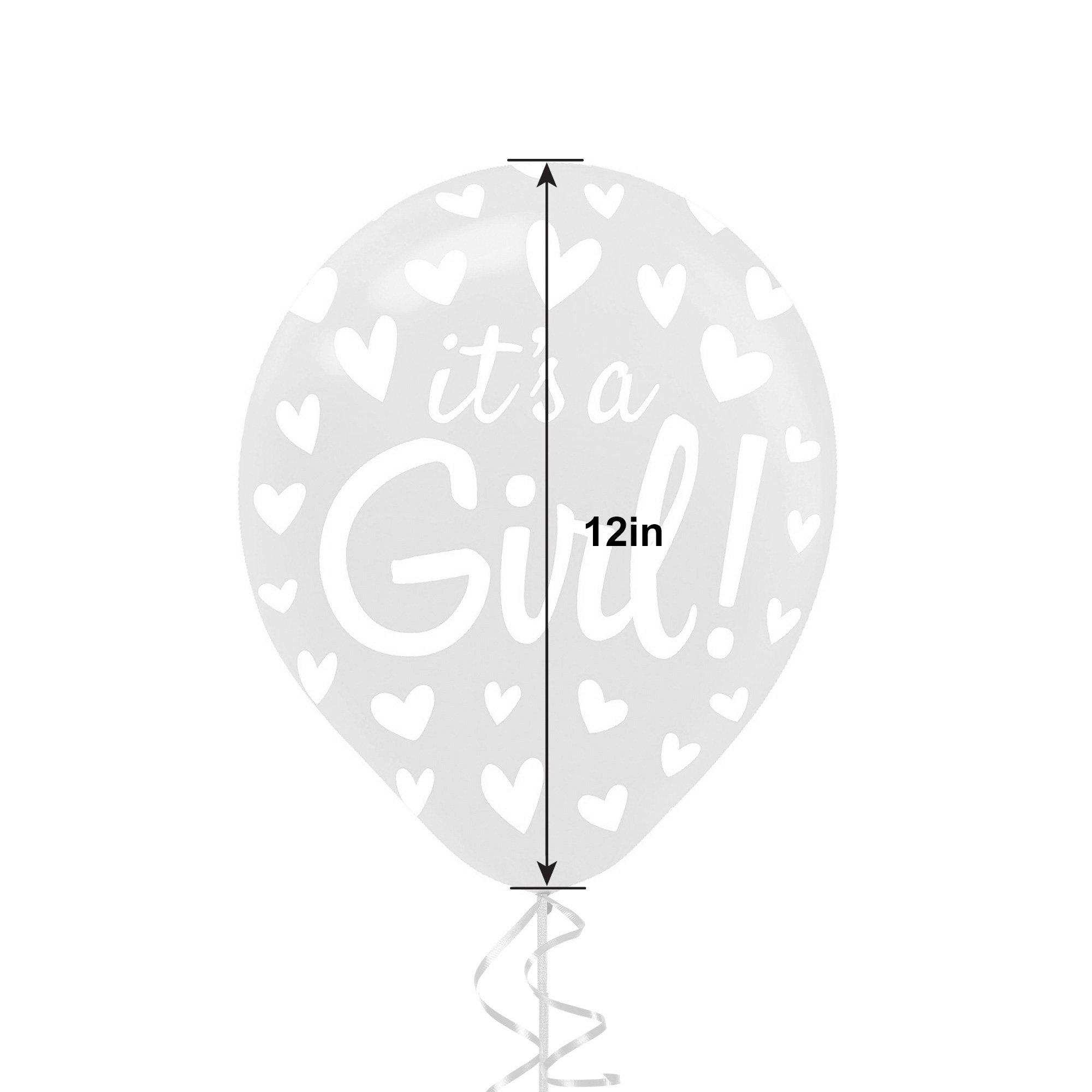1ct, 12in, Pink It's A Girl Heart Gender Reveal Latex Balloon
