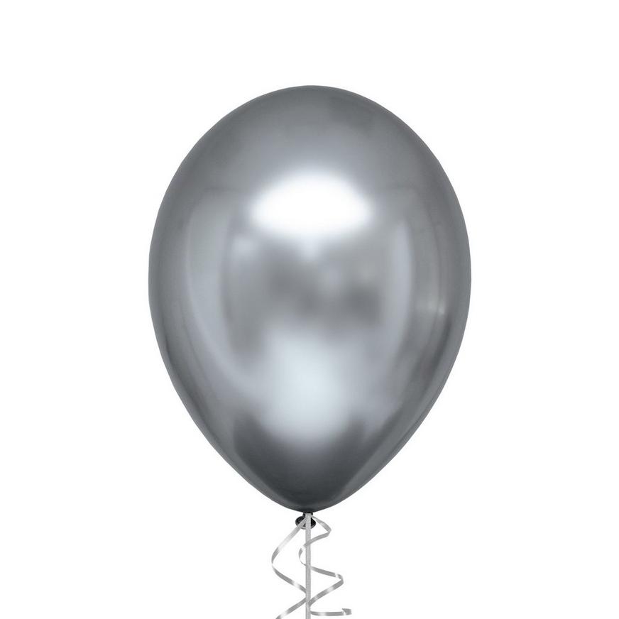 Silver Metallic Satin Luxe Latex Balloon, 12in