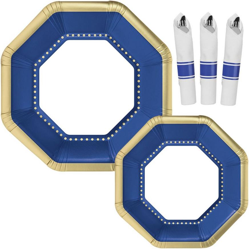 Royal Blue & Gold Premium Tableware Kit for 20 Guests