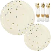 Vanilla Cream Confetti Premium Tableware Kit for 20 Guests