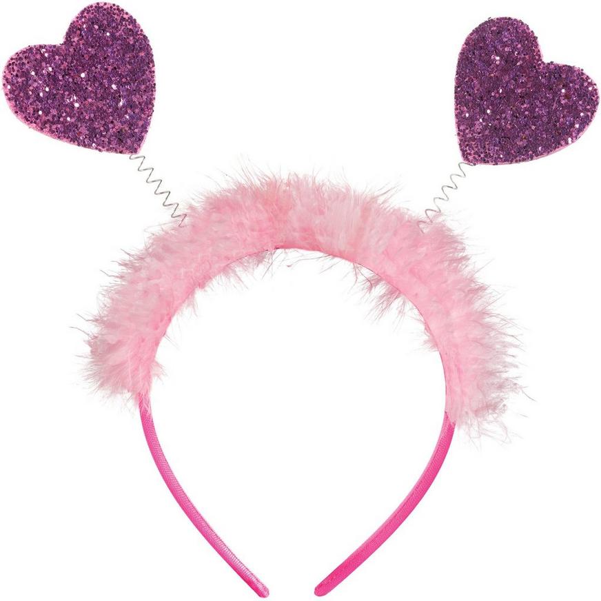 Pink Glitter Heart Valentine's Day Head Bopper