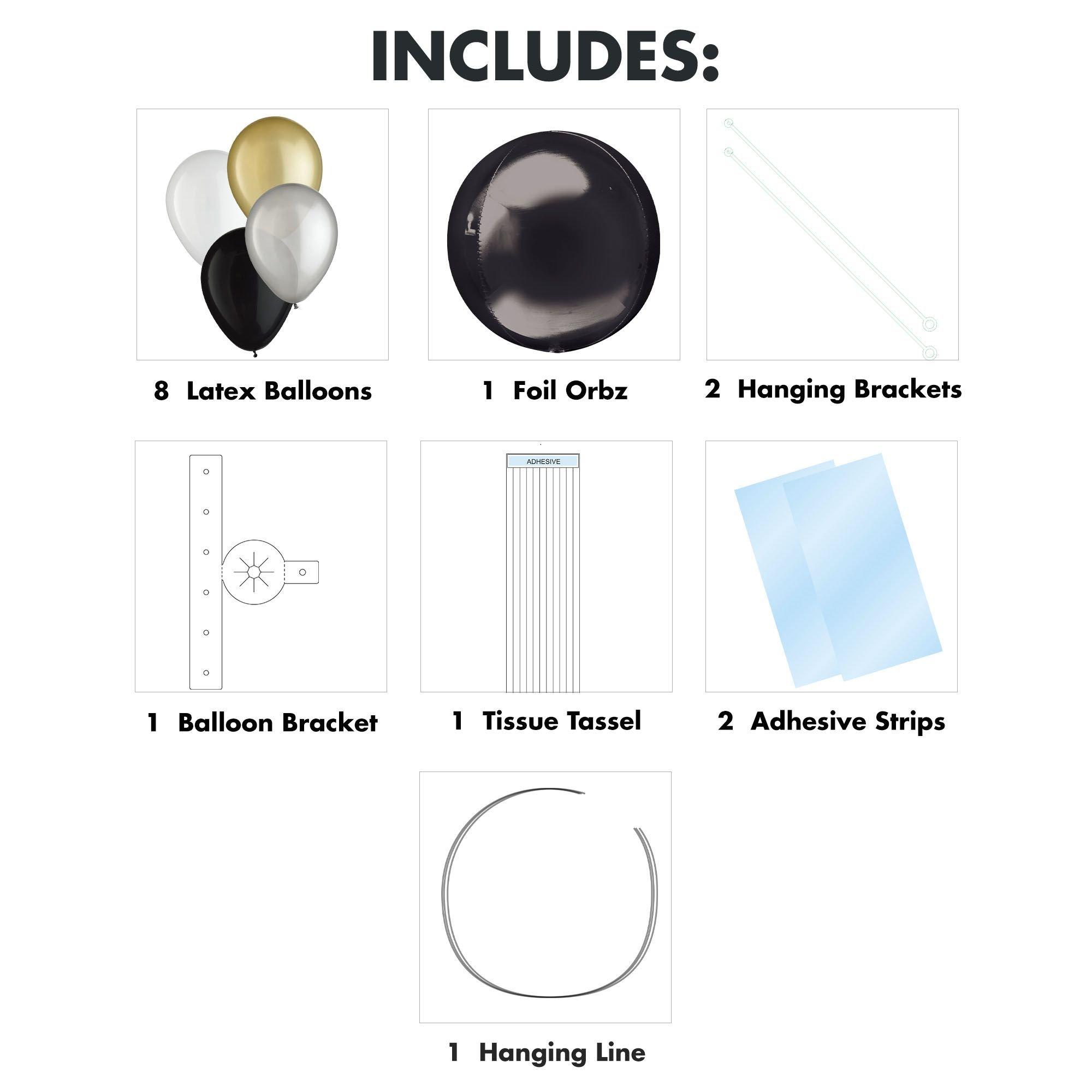 AirFilled Luxe Orbz Foil & Latex Balloon Chandelier Kit, 16in x 26in