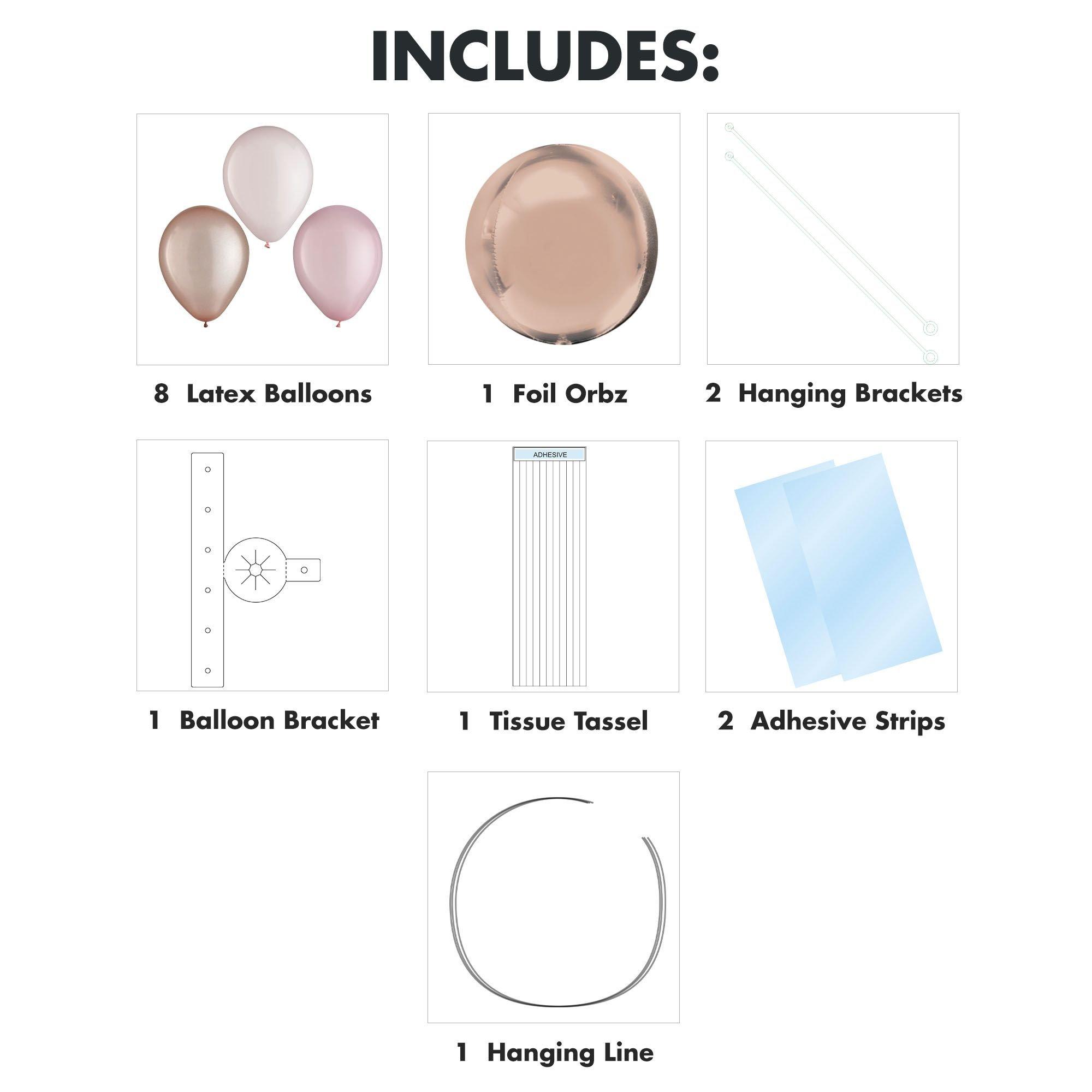 Air-Filled Rose Gold Orbz Foil & Latex Balloon Chandelier Kit, 16in x 26in