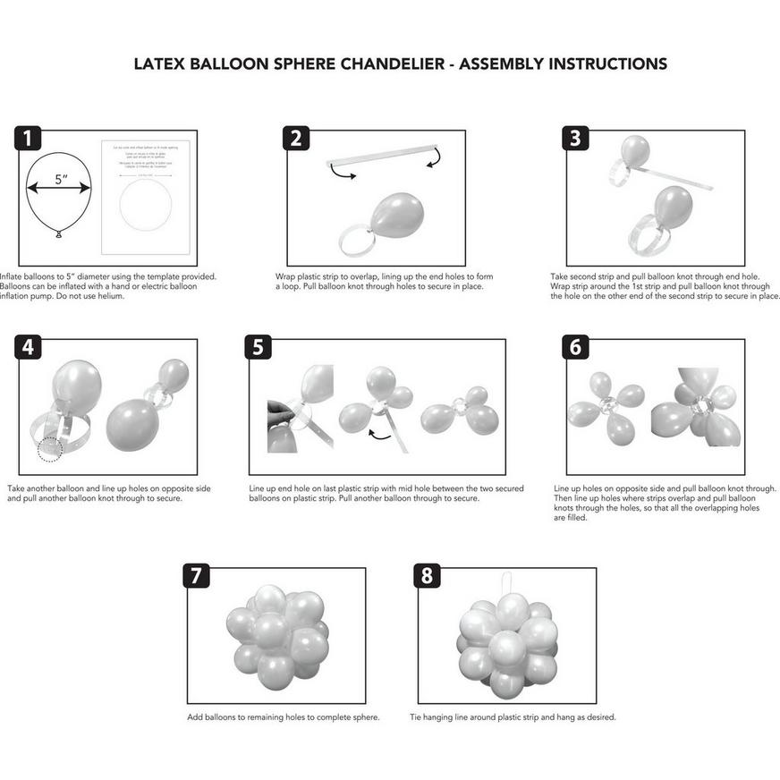 Air-Filled Luxe Latex Balloon Chandelier Sphere Kit, 16in x 13.5in