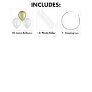 Air-Filled Gold & White Latex Balloon Chandelier Kit, 16in x 13.5in