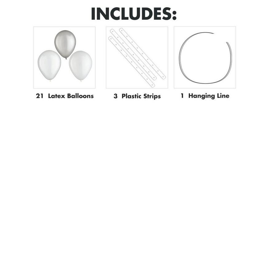 Air-Filled Platinum Latex Balloon Chandelier Sphere Kit, 16in x 13.5in