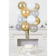 Air-Filled Gold & White Latex Balloon Chandelier Kit, 15in x 21in