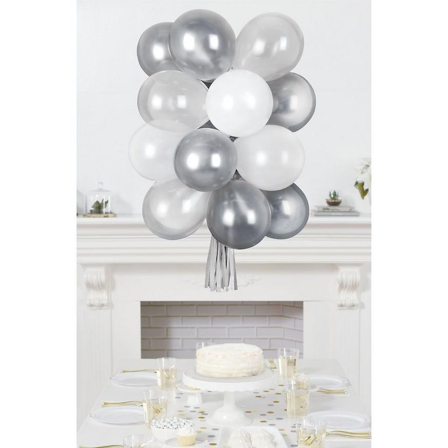 Air-Filled Platinum Latex Balloon Chandelier Kit, 15in x 21in