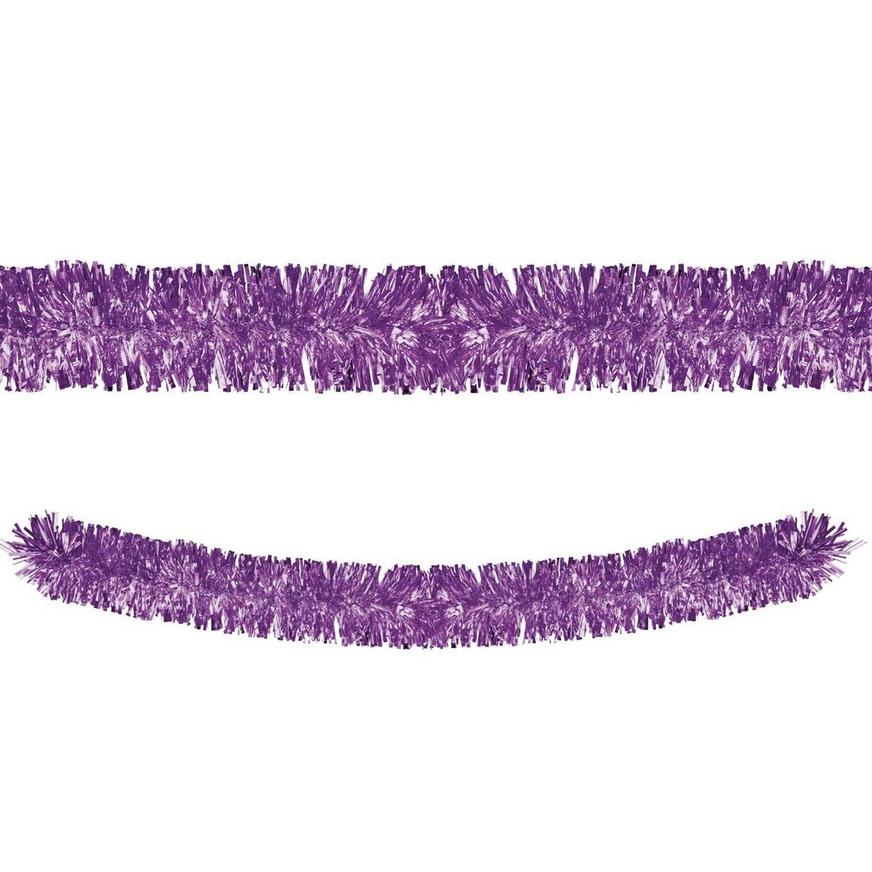 Mardi Gras Purple Tinsel Garland, 9ft