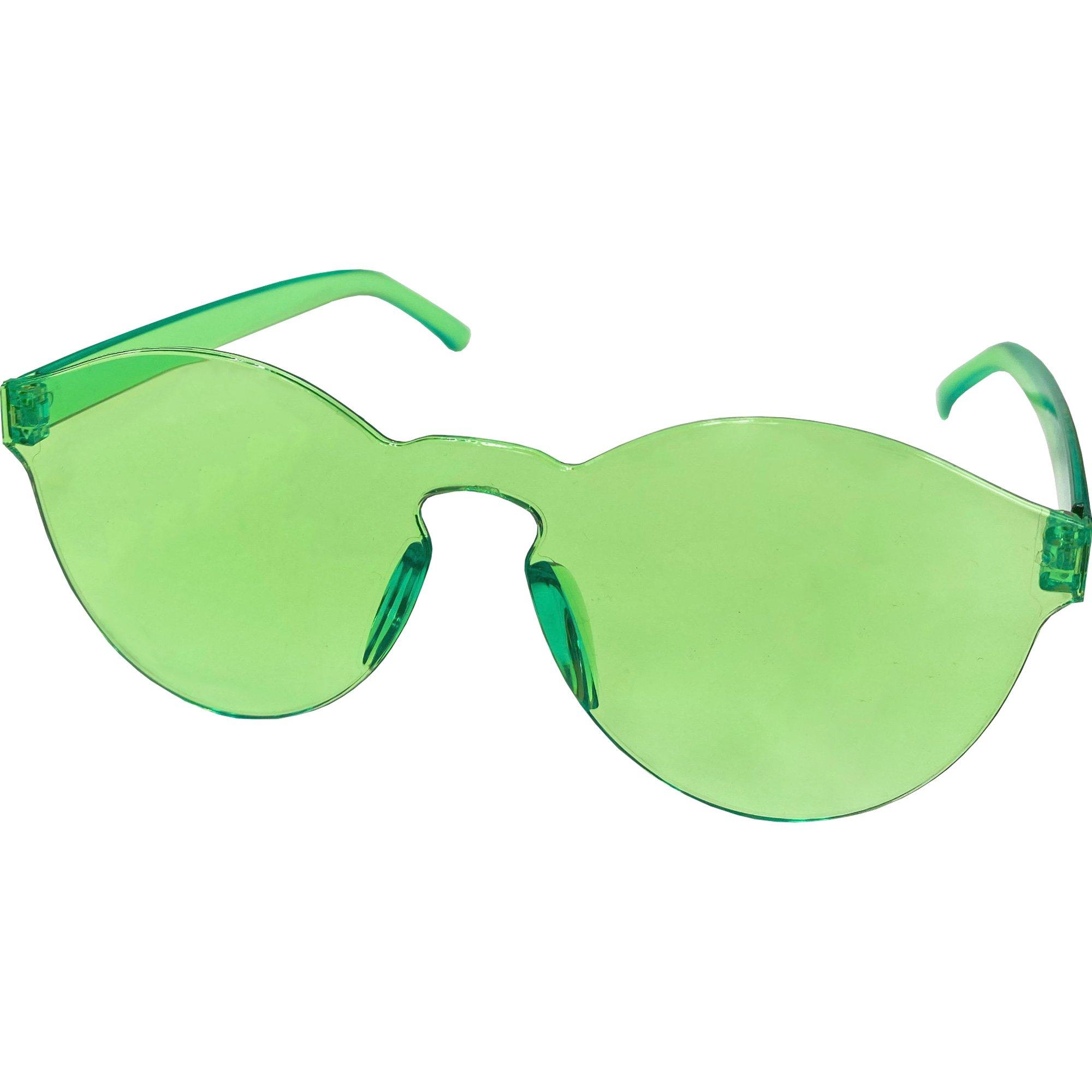 Green Plastic Rimless Sunglasses 5.5in x 2.2in Party City