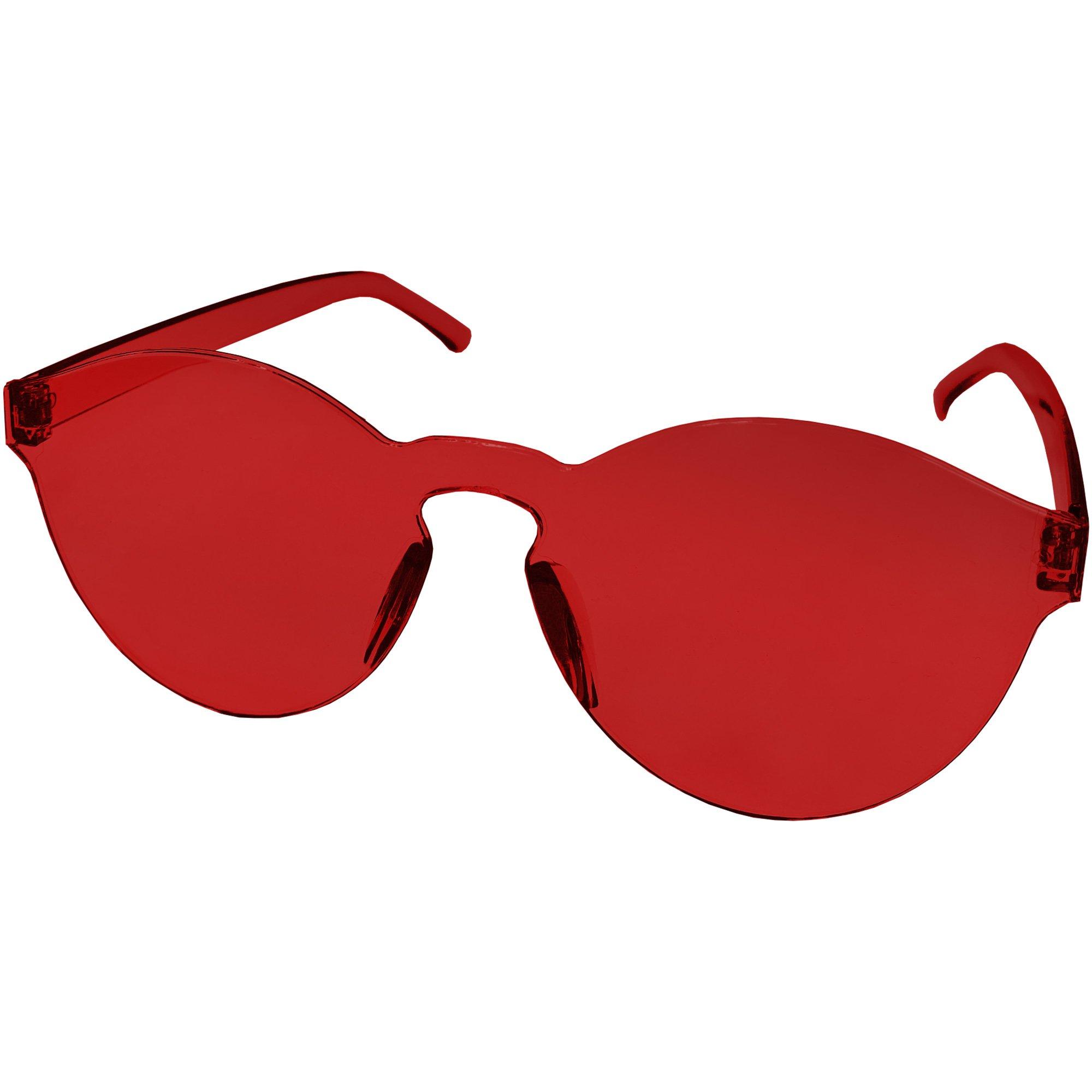 Red Plastic Rimless Sunglasses 5.5in x 2.2in