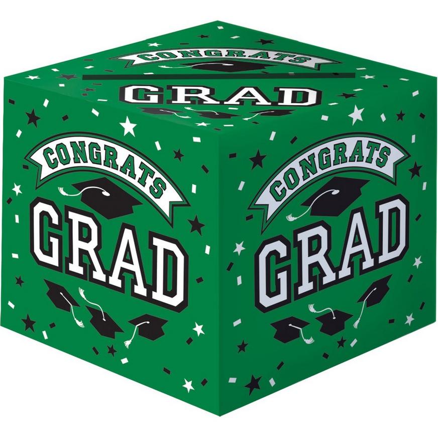 Green Congrats Grad Cardstock Card Holder Box, 12in